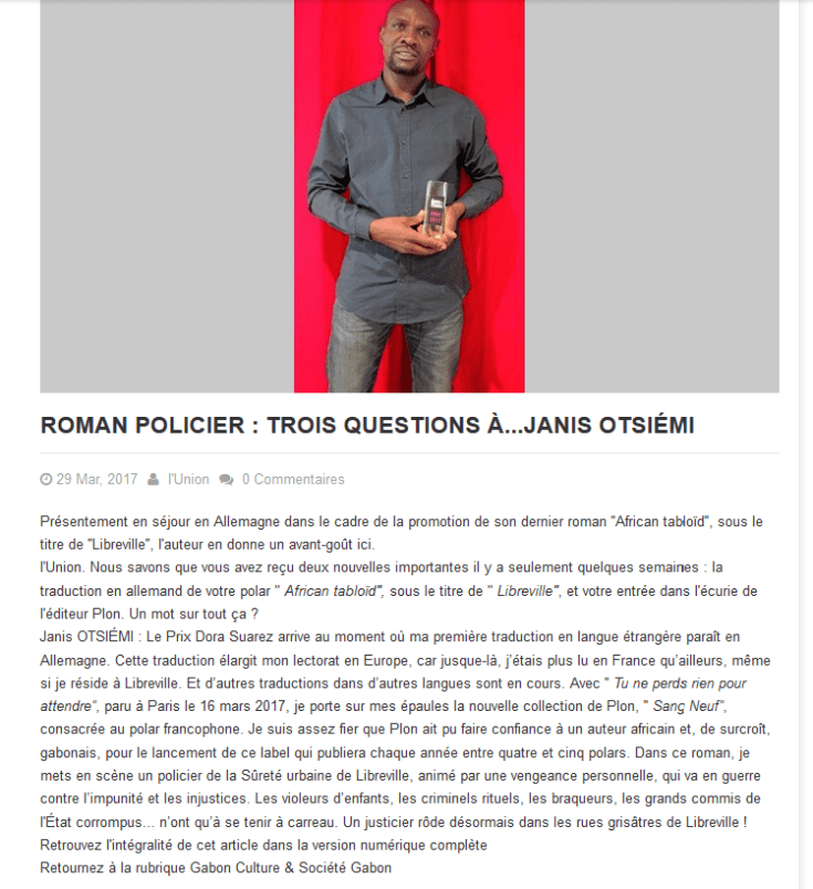 Dora Suarez presse Union Janis Otsiemi